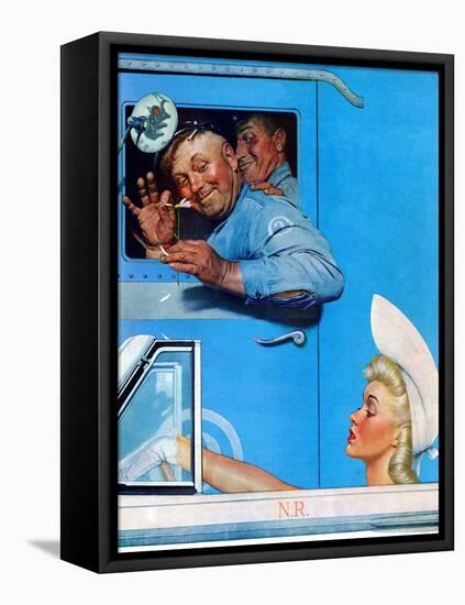 "Two Flirts", July 26,1941-Norman Rockwell-Framed Premier Image Canvas