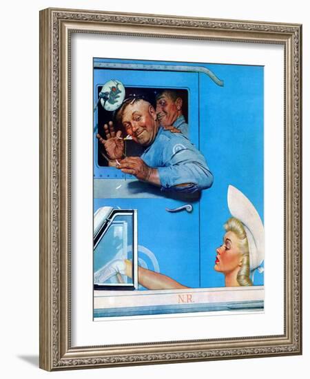 "Two Flirts", July 26,1941-Norman Rockwell-Framed Giclee Print