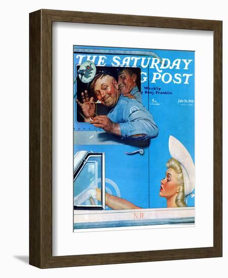 "Two Flirts" Saturday Evening Post Cover, July 26,1941-Norman Rockwell-Framed Giclee Print