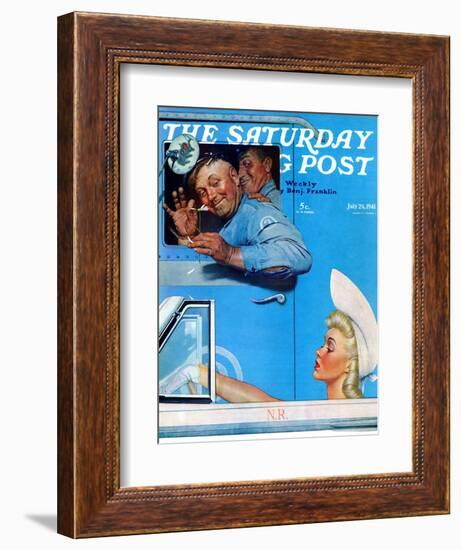 "Two Flirts" Saturday Evening Post Cover, July 26,1941-Norman Rockwell-Framed Giclee Print