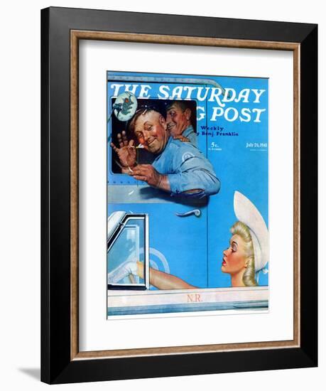 "Two Flirts" Saturday Evening Post Cover, July 26,1941-Norman Rockwell-Framed Giclee Print