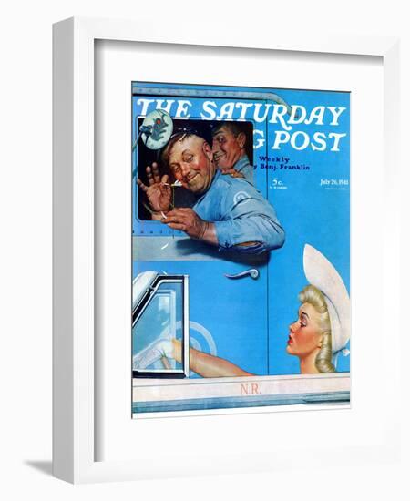 "Two Flirts" Saturday Evening Post Cover, July 26,1941-Norman Rockwell-Framed Giclee Print