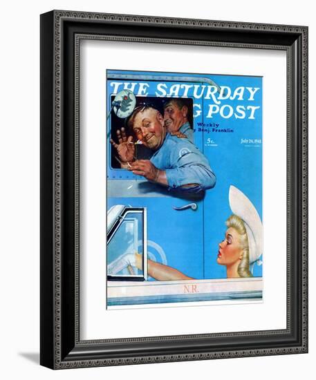 "Two Flirts" Saturday Evening Post Cover, July 26,1941-Norman Rockwell-Framed Giclee Print