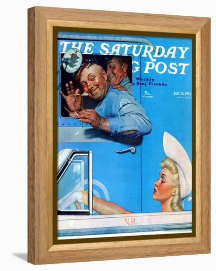 "Two Flirts" Saturday Evening Post Cover, July 26,1941-Norman Rockwell-Framed Premier Image Canvas