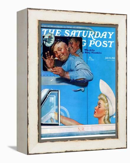 "Two Flirts" Saturday Evening Post Cover, July 26,1941-Norman Rockwell-Framed Premier Image Canvas
