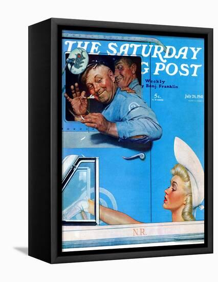 "Two Flirts" Saturday Evening Post Cover, July 26,1941-Norman Rockwell-Framed Premier Image Canvas