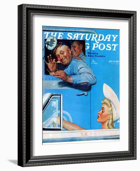 "Two Flirts" Saturday Evening Post Cover, July 26,1941-Norman Rockwell-Framed Giclee Print