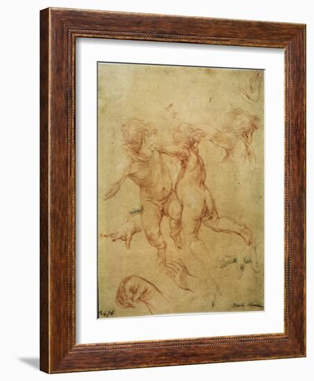 'Two flying putti', study, 1740s-Pompeo Batoni-Framed Giclee Print