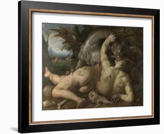 Two Followers of Cadmus Devoured by a Dragon, 1588-Cornelis Van Haarlem-Framed Giclee Print