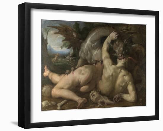 Two Followers of Cadmus Devoured by a Dragon, 1588-Cornelis Van Haarlem-Framed Giclee Print