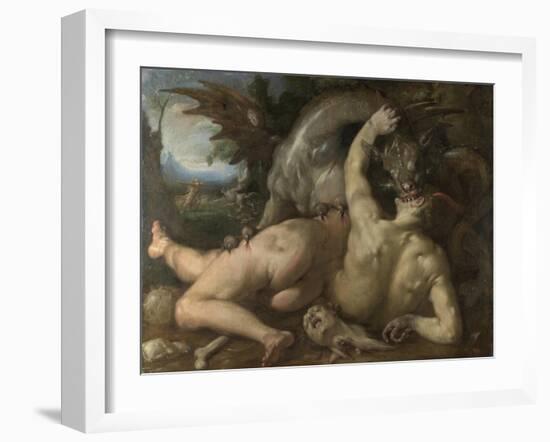 Two Followers of Cadmus Devoured by a Dragon, 1588-Cornelis Van Haarlem-Framed Giclee Print