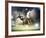 Two Football Players in Jump to Strike the Ball at the Stadium-Sergey Nivens-Framed Photographic Print