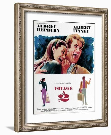 Two for the Road, from Left, Audrey Hepburn, Albert Finney, 1967-null-Framed Art Print