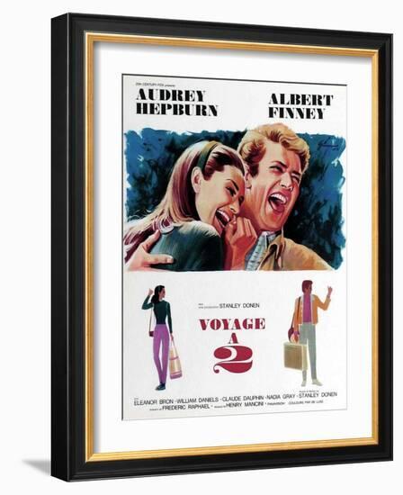 Two for the Road, from Left, Audrey Hepburn, Albert Finney, 1967-null-Framed Art Print