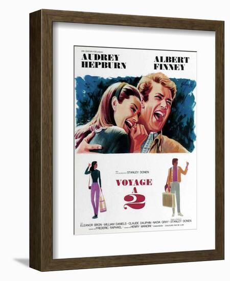 Two for the Road, from Left, Audrey Hepburn, Albert Finney, 1967-null-Framed Premium Giclee Print