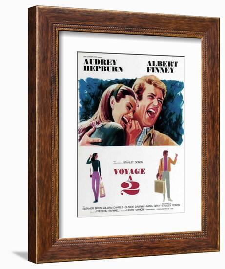 Two for the Road, from Left, Audrey Hepburn, Albert Finney, 1967-null-Framed Premium Giclee Print