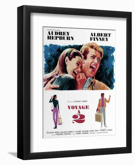 Two for the Road, from Left, Audrey Hepburn, Albert Finney, 1967-null-Framed Premium Giclee Print