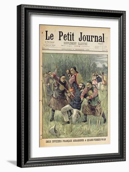 Two French Officers Assassinated at Quang-Tcheou-Wan by the Chinese-Jose Belon-Framed Giclee Print