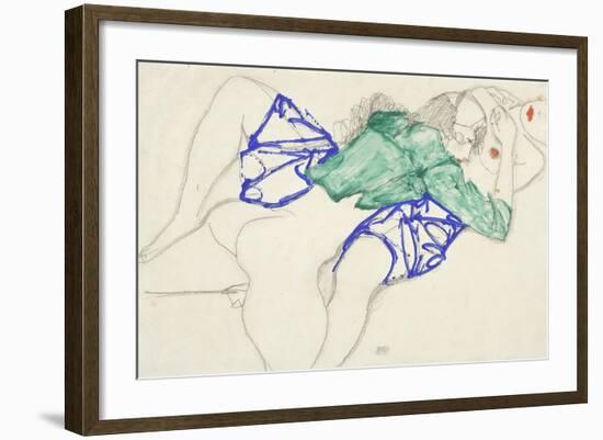 Two Friends, Reclining (Tenderness), 1913 (Pencil and Tempera on Paper)-Egon Schiele-Framed Giclee Print