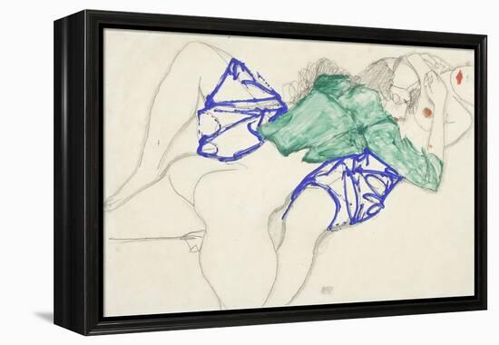 Two Friends, Reclining (Tenderness), 1913 (Pencil and Tempera on Paper)-Egon Schiele-Framed Premier Image Canvas