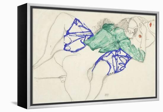 Two Friends, Reclining (Tenderness), 1913 (Pencil and Tempera on Paper)-Egon Schiele-Framed Premier Image Canvas