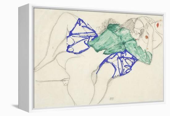 Two Friends, Reclining (Tenderness), 1913 (Pencil and Tempera on Paper)-Egon Schiele-Framed Premier Image Canvas