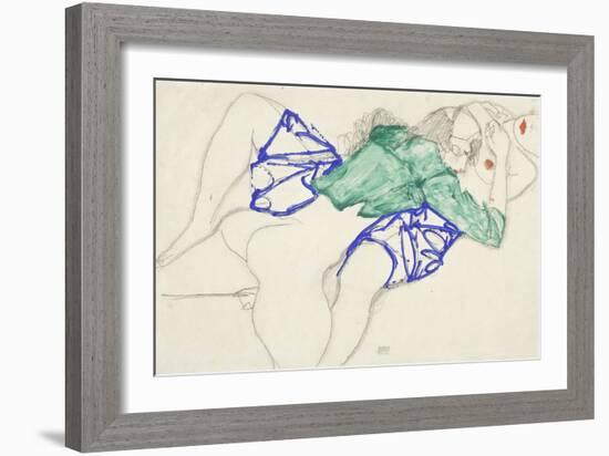 Two Friends, Reclining (Tenderness), 1913 (Pencil and Tempera on Paper)-Egon Schiele-Framed Giclee Print