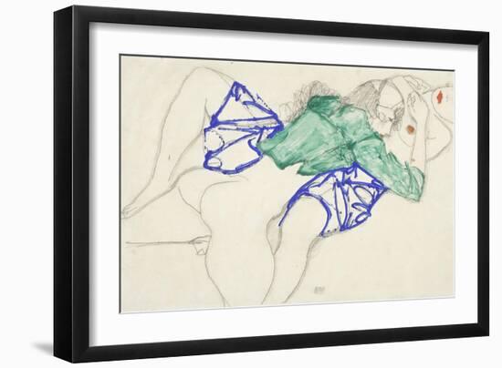 Two Friends, Reclining (Tenderness), 1913 (Pencil and Tempera on Paper)-Egon Schiele-Framed Giclee Print