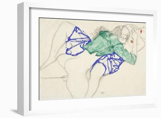 Two Friends, Reclining (Tenderness), 1913 (Pencil and Tempera on Paper)-Egon Schiele-Framed Giclee Print