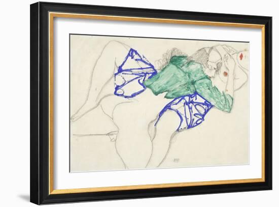 Two Friends, Reclining (Tenderness), 1913 (Pencil and Tempera on Paper)-Egon Schiele-Framed Giclee Print