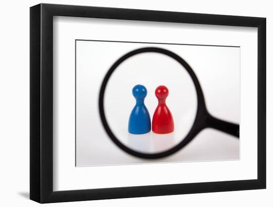 Two Gaming Pieces in the Focus of a Magnifier, Symbolism-Catharina Lux-Framed Photographic Print