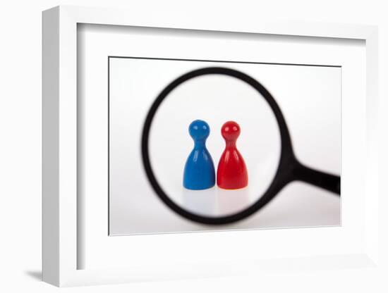 Two Gaming Pieces in the Focus of a Magnifier, Symbolism-Catharina Lux-Framed Photographic Print