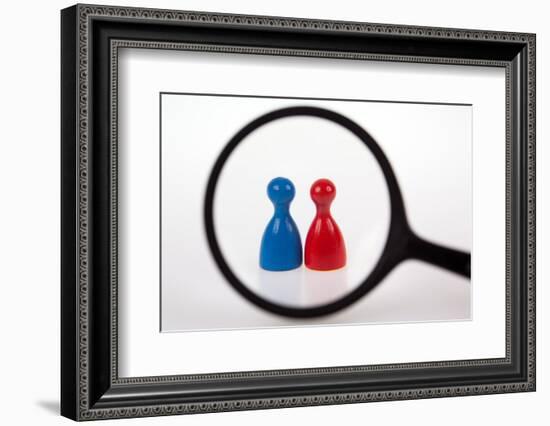 Two Gaming Pieces in the Focus of a Magnifier, Symbolism-Catharina Lux-Framed Photographic Print