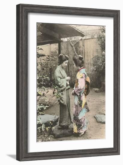 Two Geishas Talking-null-Framed Art Print