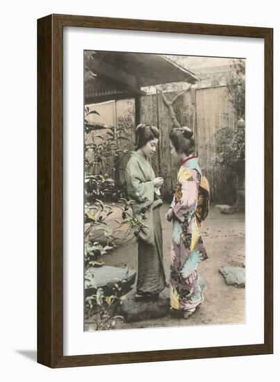 Two Geishas Talking-null-Framed Art Print