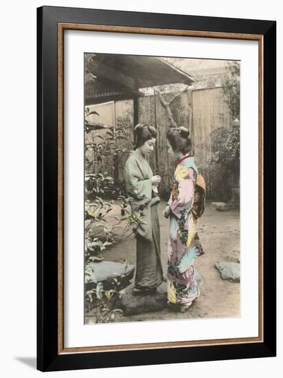 Two Geishas Talking-null-Framed Art Print