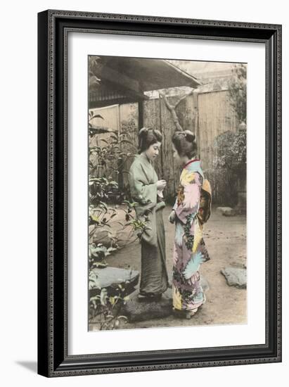 Two Geishas Talking-null-Framed Art Print