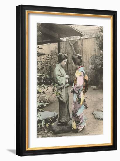 Two Geishas Talking-null-Framed Art Print