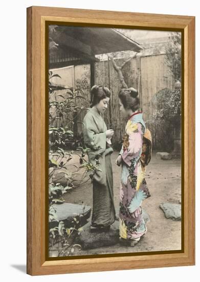 Two Geishas Talking-null-Framed Stretched Canvas