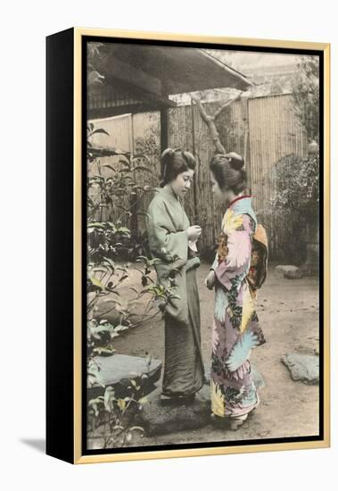 Two Geishas Talking-null-Framed Stretched Canvas