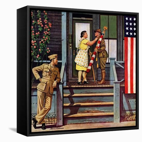 "Two Generations of Vets," July 5, 1947-Stevan Dohanos-Framed Premier Image Canvas