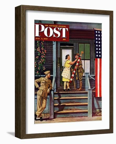 "Two Generations of Vets," Saturday Evening Post Cover, July 5, 1947-Stevan Dohanos-Framed Giclee Print