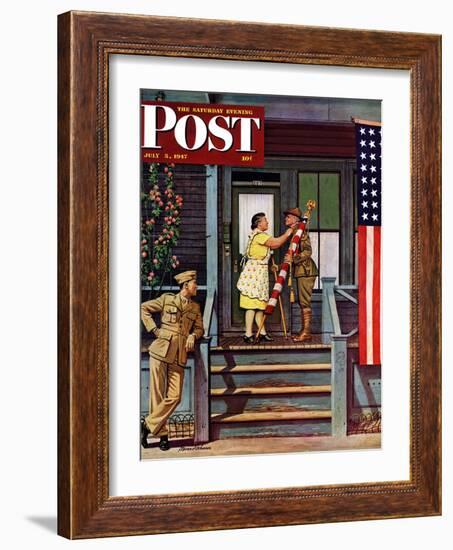 "Two Generations of Vets," Saturday Evening Post Cover, July 5, 1947-Stevan Dohanos-Framed Giclee Print