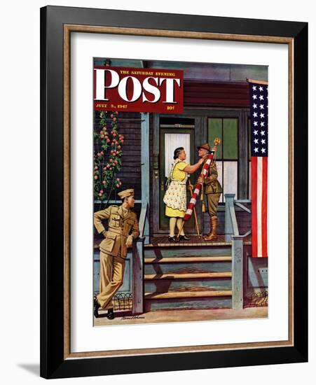 "Two Generations of Vets," Saturday Evening Post Cover, July 5, 1947-Stevan Dohanos-Framed Giclee Print