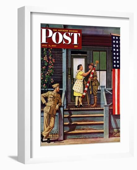 "Two Generations of Vets," Saturday Evening Post Cover, July 5, 1947-Stevan Dohanos-Framed Giclee Print