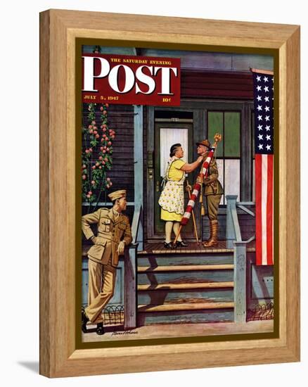 "Two Generations of Vets," Saturday Evening Post Cover, July 5, 1947-Stevan Dohanos-Framed Premier Image Canvas