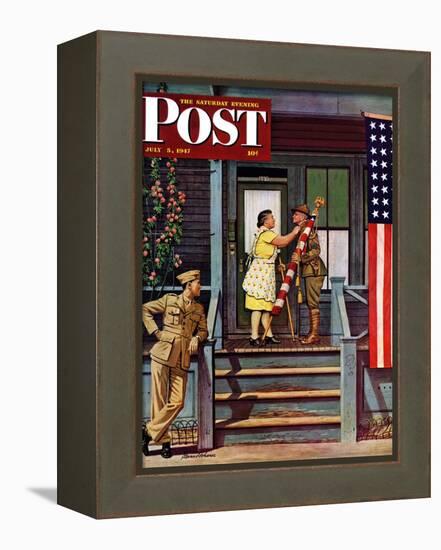 "Two Generations of Vets," Saturday Evening Post Cover, July 5, 1947-Stevan Dohanos-Framed Premier Image Canvas