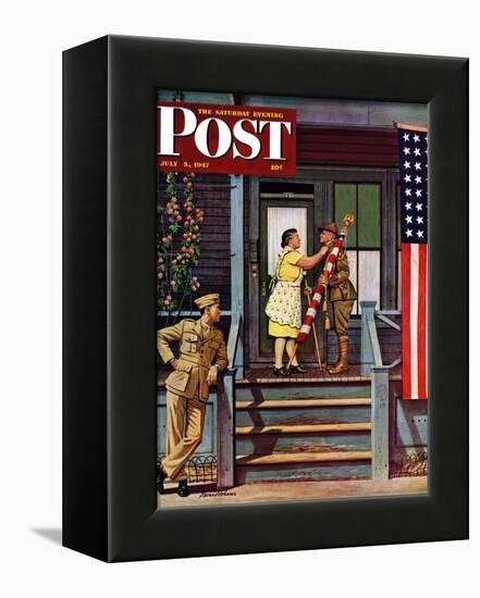 "Two Generations of Vets," Saturday Evening Post Cover, July 5, 1947-Stevan Dohanos-Framed Premier Image Canvas