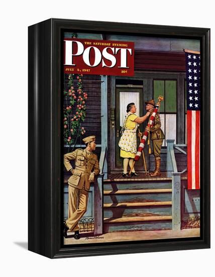 "Two Generations of Vets," Saturday Evening Post Cover, July 5, 1947-Stevan Dohanos-Framed Premier Image Canvas