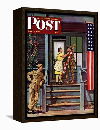 "Two Generations of Vets," Saturday Evening Post Cover, July 5, 1947-Stevan Dohanos-Framed Premier Image Canvas